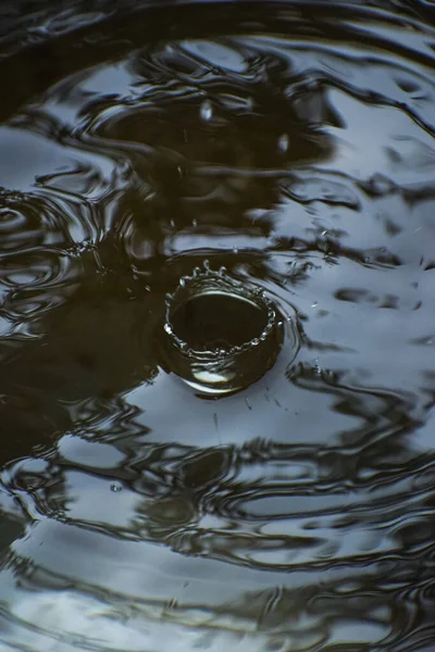 Een Verticaal Close Shot Van Een Plons Gat Een Meer — Stockfoto