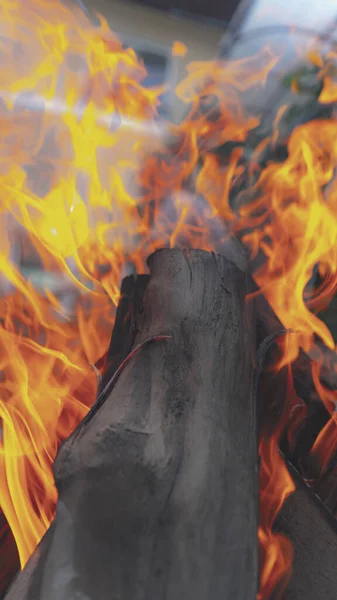 Closeup Burning Fire Grill — Stock Photo, Image