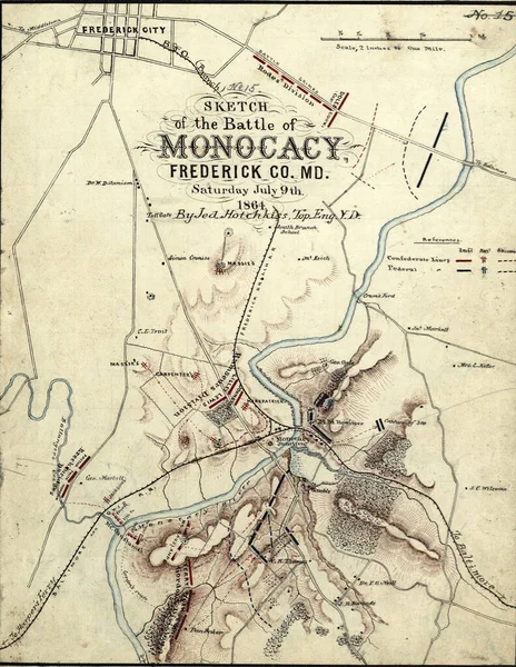 1864年の第2軍団の報告書からのメリーランド植民地の戦いの地図 — ストック写真