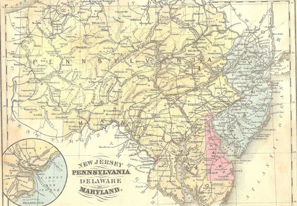西元1891年纽泽西地图的特写 — 图库照片