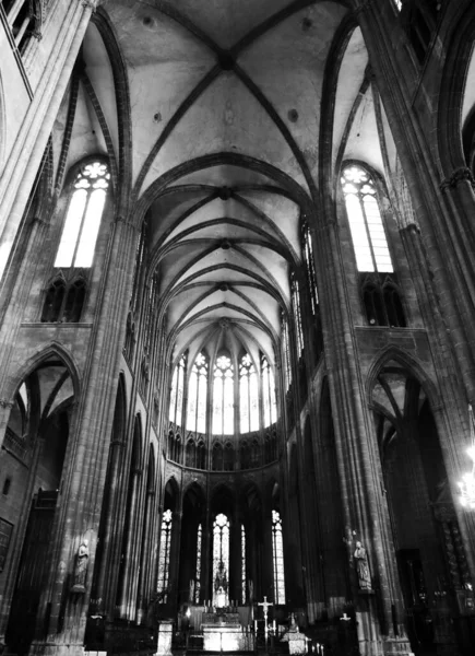 Pěkný Obraz Trezoru Gotické Katedrály Notre Dame Assomption Clermont Ferrand — Stock fotografie