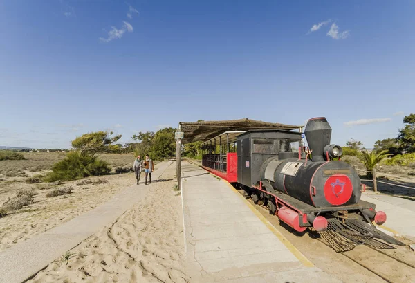 Tavira Πορτογαλια Ιανουάριος 2019 Praia Barril Mini Train Railway Tavira — Φωτογραφία Αρχείου