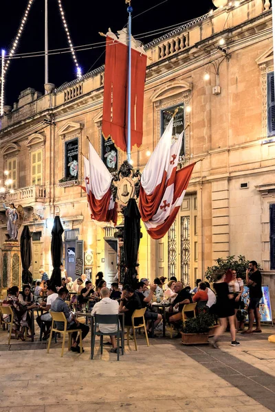 Mosta Malta Aug 2021 Maltese Having Drinks Snacks Open Air — Stock Photo, Image