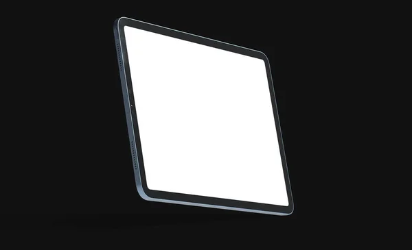 Візуалізація Планшета Білим Екраном Ізольовано Чорному Тлі — стокове фото