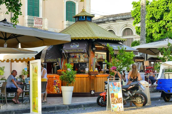 Syracuse Italy Jul 2021 Closeup Typical Sicilian Kiosk Cafe Syracuse — Stock Photo, Image