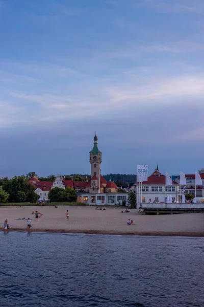 Sopot Poland Jun 2021 Знаковий Маяк Мальовничими Краєвидами Сопоті Польща — стокове фото