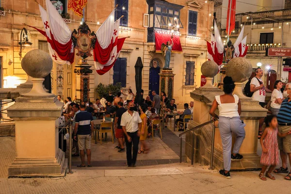 Mosta Malta Aug 2021 Maltese Having Drinks Snacks Open Air — Stock Photo, Image