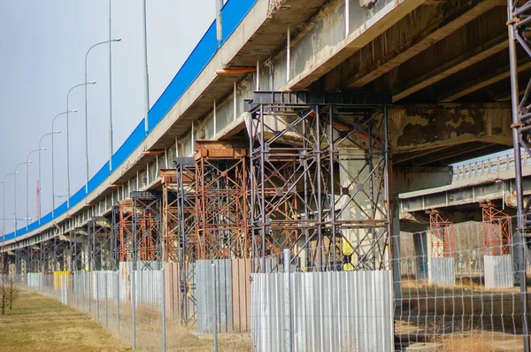 Gros Plan Construction Long Pont Dépassement — Photo