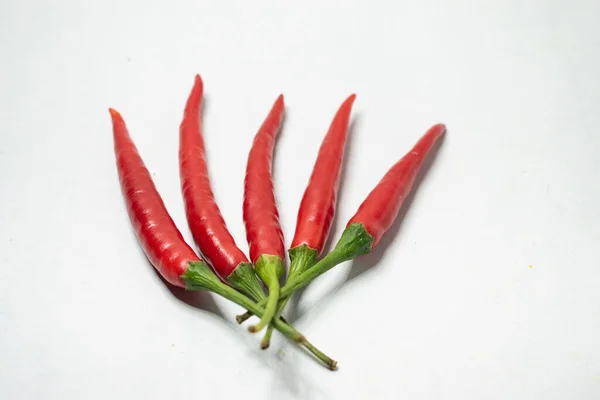 Closeup Red Chili Peppers White Background — Stock Photo, Image