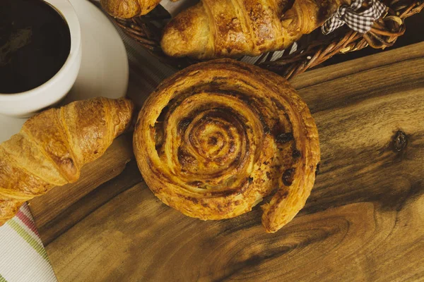 Top View Sweet Rolls Wooden Table — Stock Photo, Image