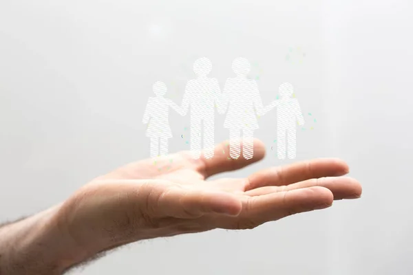Uma Mão Segurando Uma Renderização Símbolo Ícone Família — Fotografia de Stock