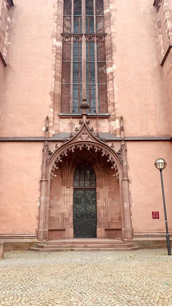 Ingang Van Keizerlijke Kathedraal Van Saint Bartholomew Frankfurt Duitsland — Stockfoto