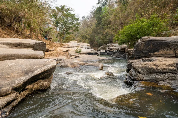 Scenic View Flowing Water Big Boulders River Thailand — Stock Photo, Image