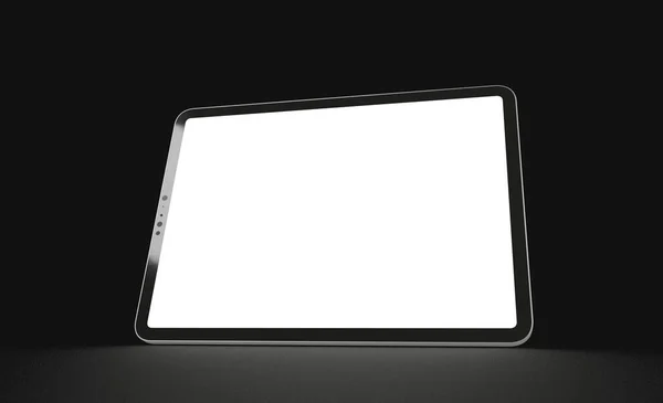 Een Tablet Met Kopieerruimte Het Witte Scherm Geïsoleerd Een Zwarte — Stockfoto