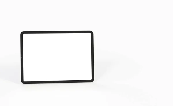 Een Tablet Met Kopieerruimte Het Witte Scherm Geïsoleerd Een Witte — Stockfoto