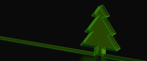 Representación Una Tarjeta Navidad Con Árbol Verde Sobre Fondo Negro —  Fotos de Stock