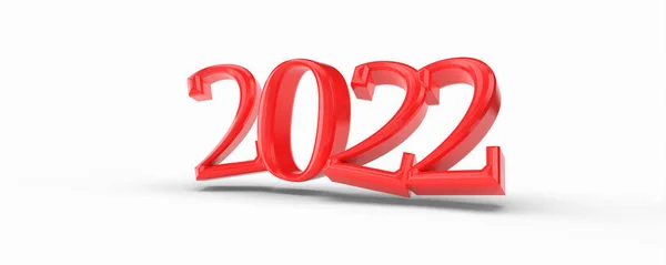 Número Rojo 2022 Aislado Sobre Fondo Blanco —  Fotos de Stock