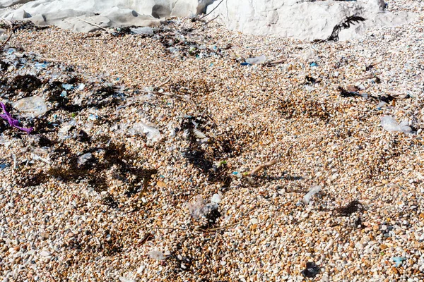 Nahaufnahme Des Abfalls Aus Dem Meer Auf Dem Sand — Stockfoto
