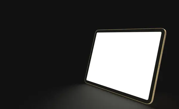 Tablet Copyspace White Screen Isolated Black Background — Stock Photo, Image