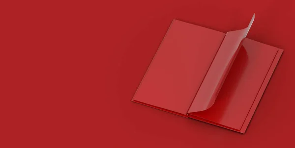 Kırmızı Arkaplanda Izole Edilmiş Yüzen Bir Kitabın Boyutlu Görüntülemesi — Stok fotoğraf
