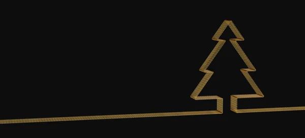Візуалізація Різдвяної Листівки Золотим Деревом Чорному Тлі — стокове фото