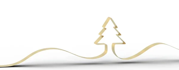 Rendering Biglietto Natale Con Albero Oro Sfondo Bianco — Foto Stock