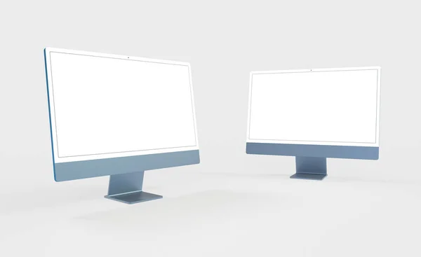 Two Computer Monitors Copyspace White Screen — Stock Photo, Image