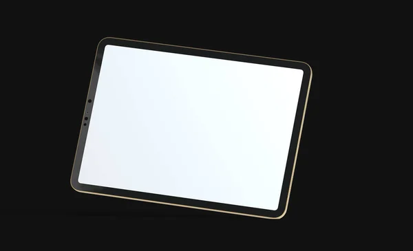 Een Tablet Met Kopieerruimte Het Witte Scherm Geïsoleerd Een Zwarte — Stockfoto