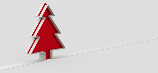 Uma Renderização Cartão Natal Com Uma Árvore Vermelha Fundo Branco — Fotografia de Stock