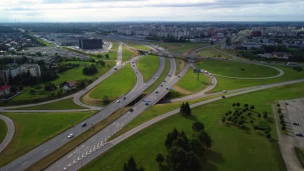 Riprese Aeree Del Traffico Autostrada — Video Stock