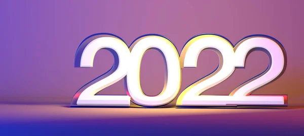 Рендеринг 2022 Года Фиолетовом Блестящем Фоне — стоковое фото