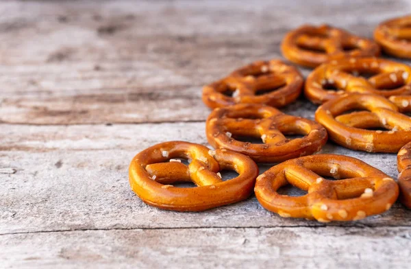 High Angle Salted Pretzels Wooden Surface — Stock Photo, Image