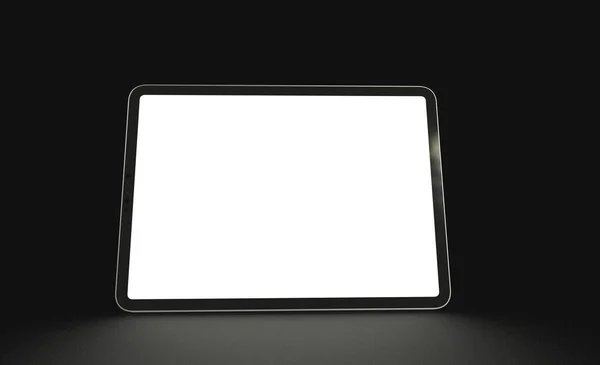 Tablet Copyspace White Screen Isolated Black Background — Stock Photo, Image