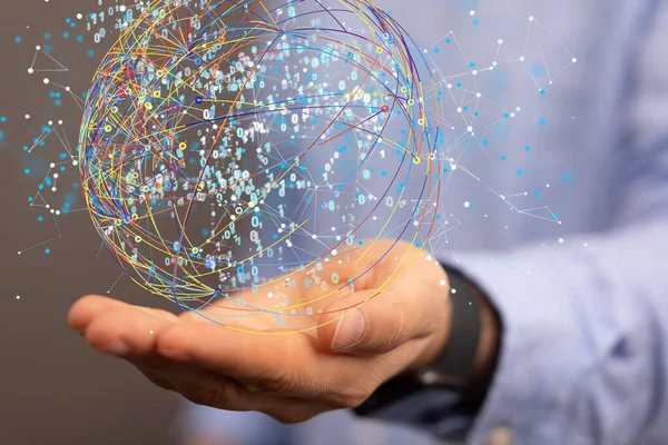 Globe Futuriste Rendu Avec Des Utilisateurs Connectés Les Uns Aux — Photo