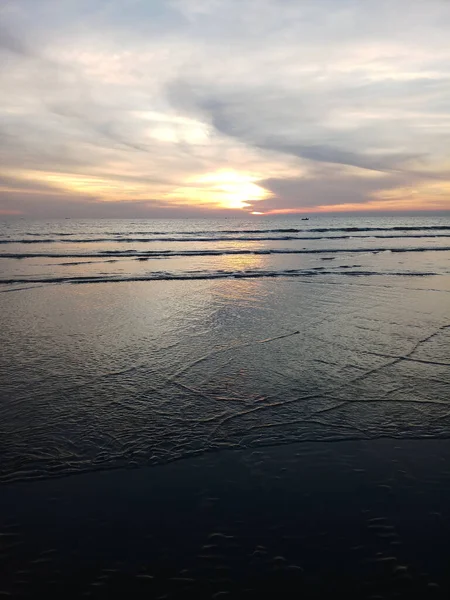 Pôr Sol Dramático Praia Cox Bazar — Fotografia de Stock