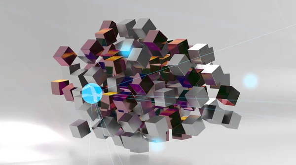 A 3D render of artificial intelligence cloud technology - integrated digital web concept