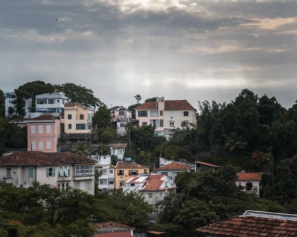 Rio Janeiro Brasil 2021 Plano Casas Rurales Cielo Nublado Río — Foto de Stock