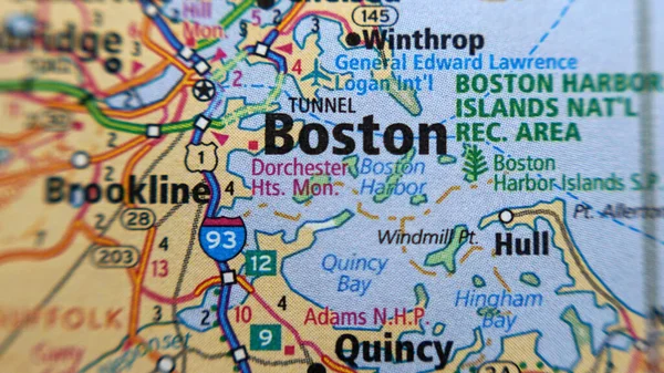 ボストンを中心に地図のクローズアップショット — ストック写真