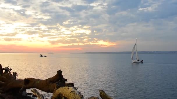 Όμορφο Ηλιοβασίλεμα Πάνω Από Θάλασσα — Αρχείο Βίντεο