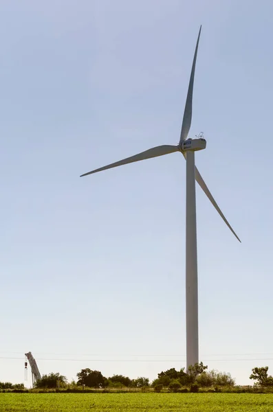 Eine Vertikale Aufnahme Einer Windkraftanlage Auf Einem Feld Bei Tageslicht — Stockfoto