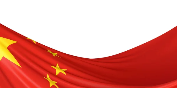 Een Weergave Van Vlag Van China Geïsoleerd Een Witte Achtergrond — Stockfoto