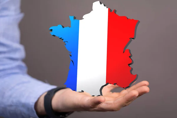 Eine Digital France Map Länderillustration Einer Hand — Stockfoto