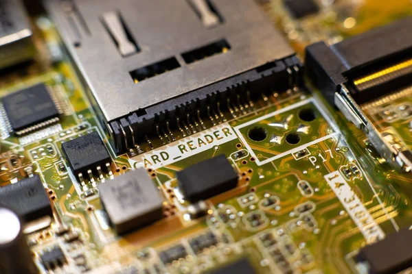 A closeup shot of a computer chip, an integrated circuit