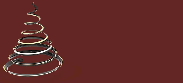 Ілюстрація Абстрактної Спіральної Ялинки Ізольовані Червоному Тлі — стокове фото