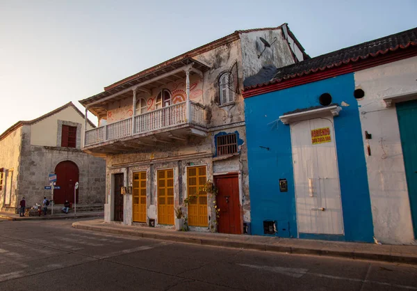 Cartagena Kolombia Lipca 2021 Wczesne Światło Poranne Budynkach Dzielnicy Getsemani — Zdjęcie stockowe