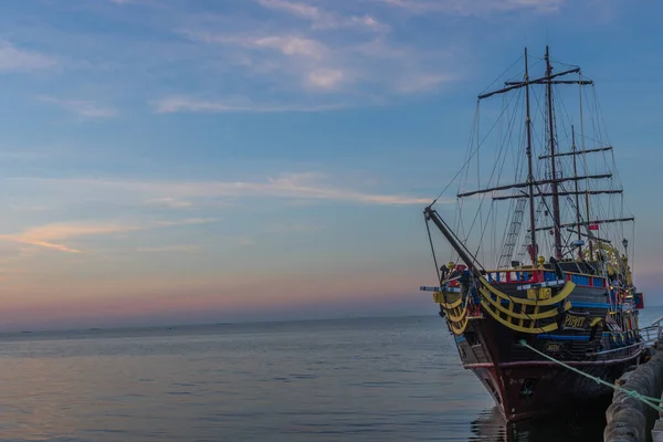 Sopot Polen Juni 2021 Aufnahme Eines Hölzernen Schiffes Das Auf — Stockfoto