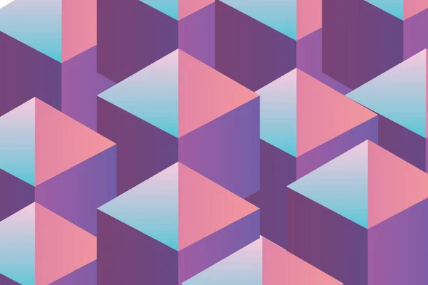 用紫色 粉色和浅蓝色绘制的三维几何立方体 — 图库照片