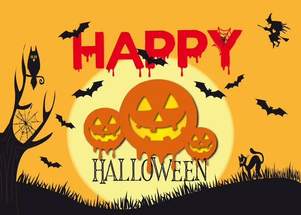 Una Ilustración Fondo Halloween Con Murciélagos Calabazas Malvadas —  Fotos de Stock