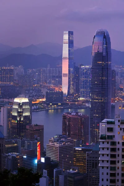 Légi Kilátás Gyönyörű Modern Felhőkarcolók Hong Kong Város Kína — Stock Fotó