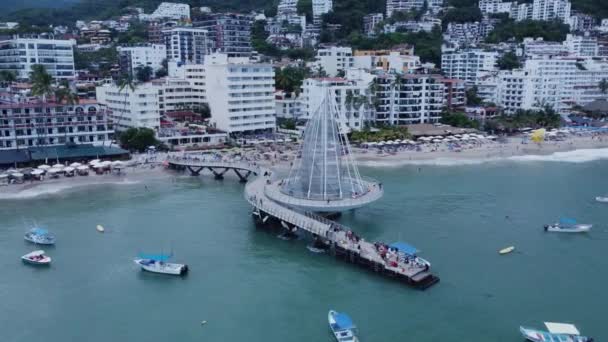 Letecké Záběry Krásného Města Pobřeží — Stock video